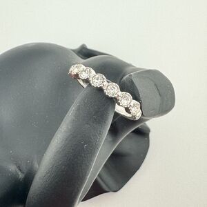 Vintage Rhinestone Band Ring Classic Silver Tone Wedding Minimalist Retro Formal